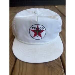 Vintage White Texaco Star Ball Cap Hat Rope Snap Back 90s Embroidered